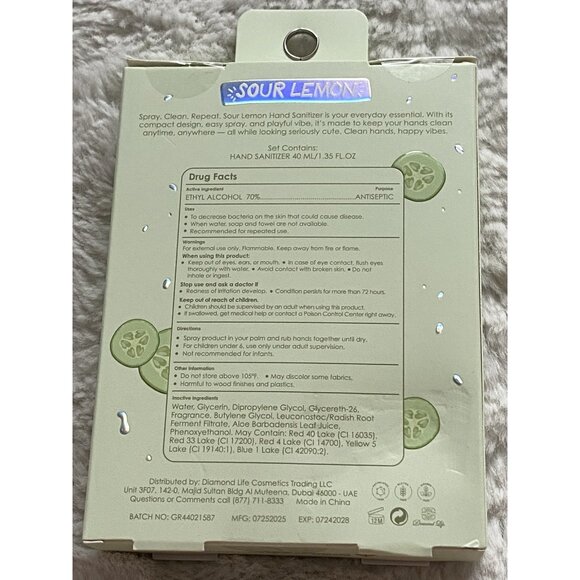 Sour Lemon Scented Hand Sanitizer Spray 1.35  Fl Oz Cucumber Melon Scent NEW - Picture 7 of 11